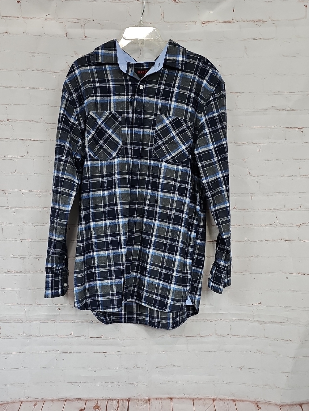 Men's Plaid Button-Up Shirt - Blue/Black